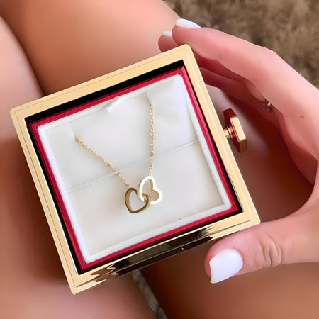 Forever Rose Box & Engraved Heart Necklace